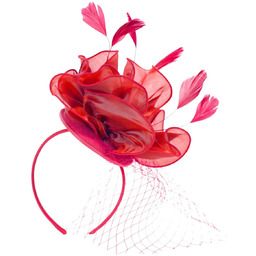 Fascynator Opaska Spinka Toczek Z Woalką Piórami Kokardą
