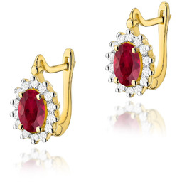 Złote kolczyki K0182 Rubin 2 x 0,60ct żółte