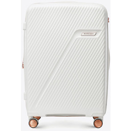 Średnia walizka z polipropylenu w ukośne pasy kremowo