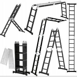 Drabina aluminiowa wielofunkcyjna przegubowa 4x4 Kontrakt mocna podest