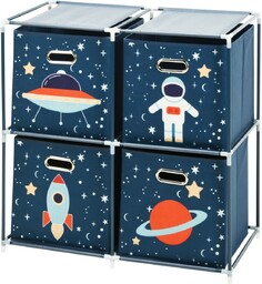 Półka dziecięca z pudełkami tekstylnymi Space, 68x 70