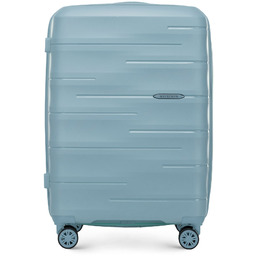 Średnia walizka z polipropylenu w tłoczone paski zielona