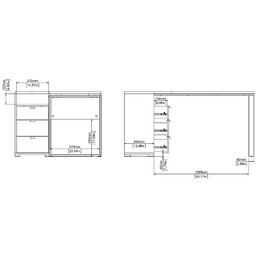 Biurko z szufladami jackson hickory / białe mat