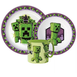 MINECRAFT Zestaw Obiadowy Talerz Miska Kubek BPA 256