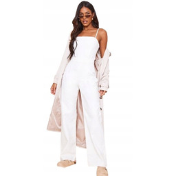 Prettylittlething Kombinezon Jeansowy Ecru XS Egv