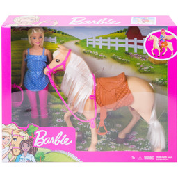 Lalka Barbie blondynka z kaskiem koń konik podstawowy