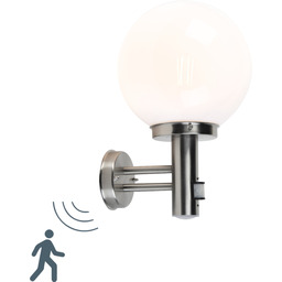 Lampa ścienna zewnętrzna stal nierdzewna IP44 z czujnikiem