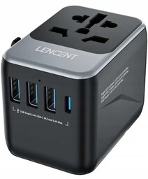 Lencent 651FC Uniwersalny Adapter Podróżny i 4-PORTOWA Ładowarka