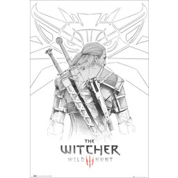 Wiedźmin Geralt Witcher Szkic - plakat