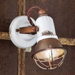 Ferroluce Lampa ścienna C1675/1, biały/rdzawy brąz, ceramika, 18