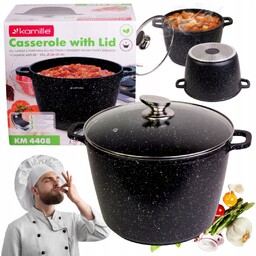 Garnek 10L na rosół, bigos Wysoki aluminiowy Marmurowy