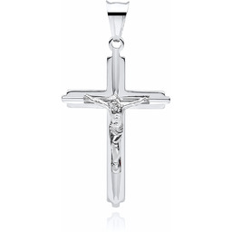 Rodowany srebrny krzyżyk krzyż diamentowany srebro 925