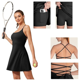 Desol Sukienka Tenisowa z Wbudowanymi Kieszeniami Sportowa Czarna