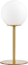 LAMPA STOŁOWA BIURKOWA NOWOCZESNA MOSIĘŻNA BIAŁA KULA FREDICA