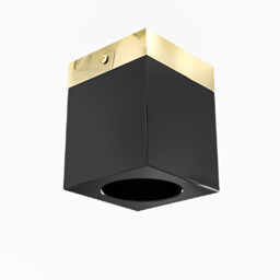 PLAFON Cubo Nero Gold, czarny klosz, złota metalowa
