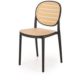 Krzesło ogrodowe plastikowe czarne / naturalne K529