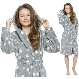Serca Ciepły Miły Szlafrok Dziewczęcy Kaptur 158/164