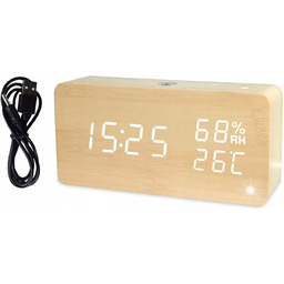 Elektroniczny BUDZIK Zegar Termometr Higrometr Sieciowy na Baterie