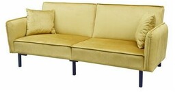 Sofa CANTO 3-osobowa, z funkcją spania, welurowa musztardowa