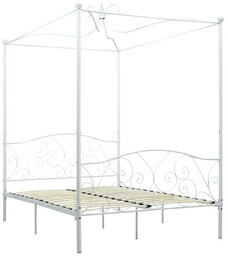 Elior Białe małżeńskie łóżko z baldachimem 120x200 cm