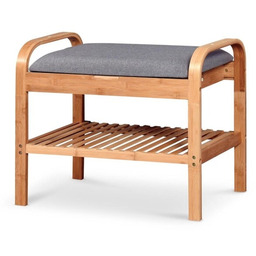 Ławka na buty ze schowkiem szara / naturalna