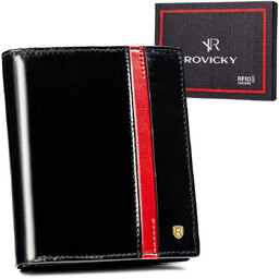 Rovicky Stylowy Portfel Męski Skórzany Skóra Naturalna