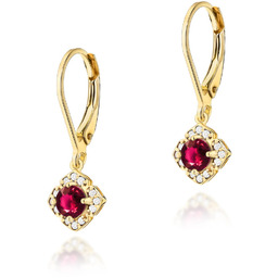 Złote kolczyki K0571 Rubin 2 x 0,30ct żółte