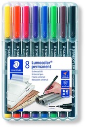 Staedtler, Foliopis wodoodporny Lumocolor, F, 8 kolorów,