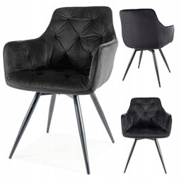 Krzesło tapicerowane Obrotowe welurowe do jadalni Mango czarne