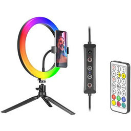 TRACER Lampa pierścieniowa RGB RING 26cm ze statywem