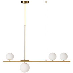 Lampa wisząca złota metalowa z białymi kulami 100cm