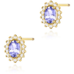 Złote kolczyki K0514 Tanzanit 2 x 0,40ct żółte