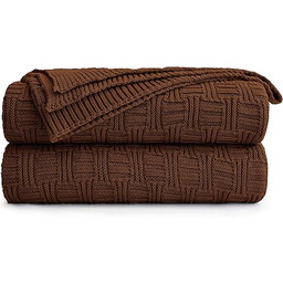 Longhui bedding Duży ciemny brąz bawełniany koc