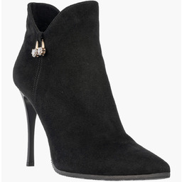 Botki Damskie Skórzane Eleganckie Buty Na Szpilce Zimowe