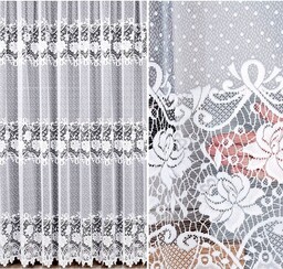 Firana żakardowa Demetria 300x230cm prosta (gotowa) z obszyciem