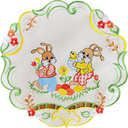 Serwetka wielkanocna okrągła z haftem OSW117-01