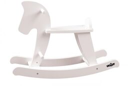 Woody Konik na biegunach drewniany biały