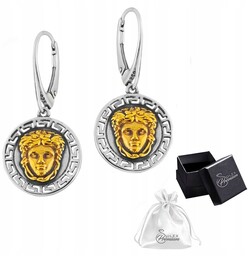 Kolczyki srebrne pr. 925 Wiszące Pozłacane z Meduzą