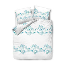 Darymex Pościel bawełniana 160x200 biała turkusowa ornamenty 71464/1