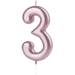 Świeczka cyferka różowe złoto - 3 - trzy