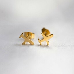 Kolczyki złote samoloty dla podróżniczki wkrętki ze stali