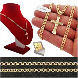 Łańcuszek Złoty Męski + Zawieszka Krzyż Srebrny 925