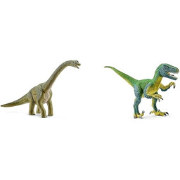 SCHLEICH SLH14581 Brachisaurus,zielony & Schleich 14585 Velociraptor, Multicolor,