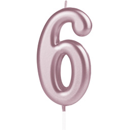 Świeczka cyferka różowe złoto - 6 - sześć