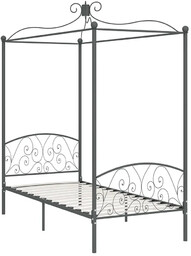Elior Szare metalowe łóżko z baldachimem 100x200 cm