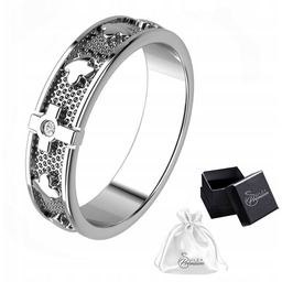 Pierścionek Obrączka srebro pr.925 Rodowany RÓŻANIEC na Palec