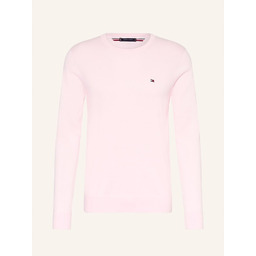 TOMMY HILFIGER RÓŻOWY DOPASOWANY SWETER DAMSKI Z BAAWEŁNY