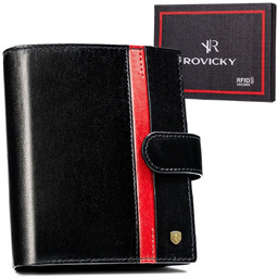Rovicky Pojemny Męski Portfel Ze Skóry Naturalnej Rfid