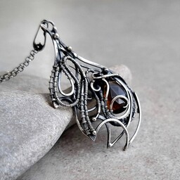 Pakamera Stio II srebrny naszyjnik z kwarcem dymnym