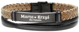 Czarna blacha na naturalnej brązowej plecionej dla tatusia